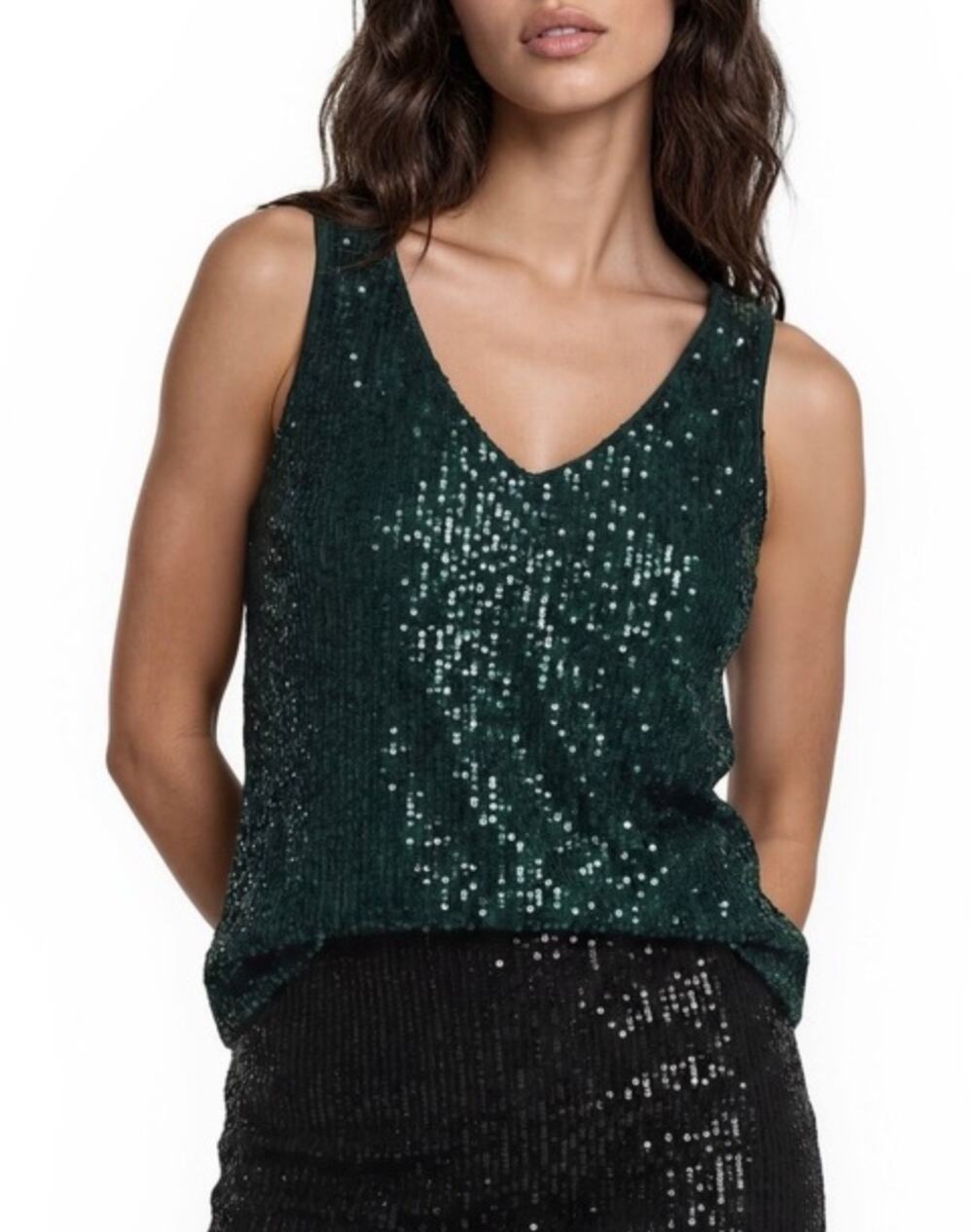 Boston Proper Tank Top Size XXS Sequin Emerald Green Cocktail Holiday Party NWT